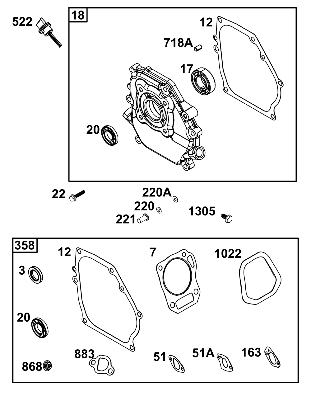 Crankcase Cover/Sump And Lubrication Group Diagram and Parts List for 106232-0121-H5 100000 - 19Z999 Briggs and Stratton Engine
